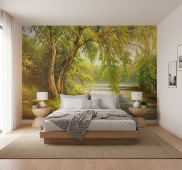 Serene river willow fototapeta gozd - TenStickers