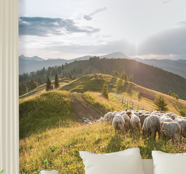 Sheep on hillside stenske poslikave - TenStickers