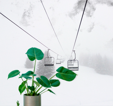 Ski lift view fototapeta z gorami - TenStickers