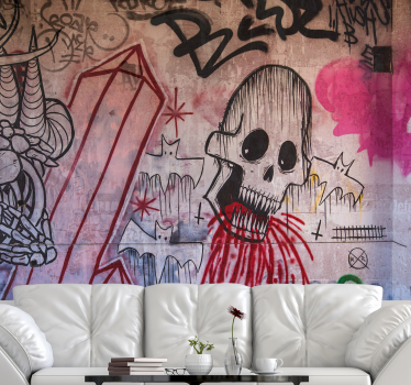 Skull and bats fototapete s graffiti motivi - TenStickers