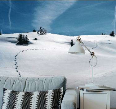 Snowy mountain path fototapeta z gorami - TenStickers