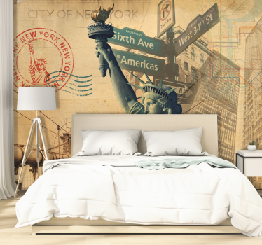 Starinski kolaž svobode Fototapeta New York - TenStickers