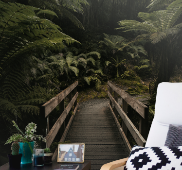 Timber bridge walkway fototapeta gozd - TenStickers