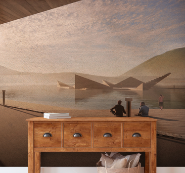 Tranquil lakeshore perspective stenske poslikave - TenStickers