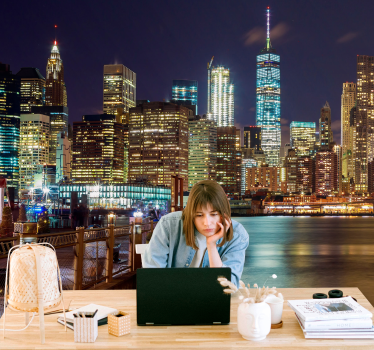 Urban night skyline fototapeta new york - TenStickers