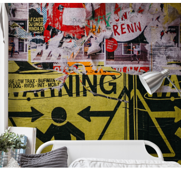 Urban warning signs fototapete z graffiti motivi - TenStickers