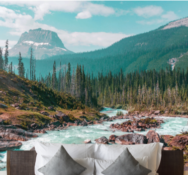 Verdant mountain stream stenske poslikave - TenStickers