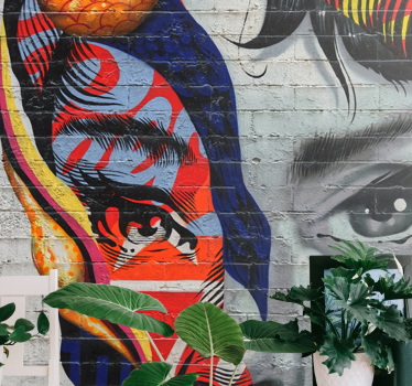 Vibrant urban faces fototapete z graffiti motivi - TenStickers