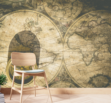Vintage map vintage stenski mural - TenStickers
