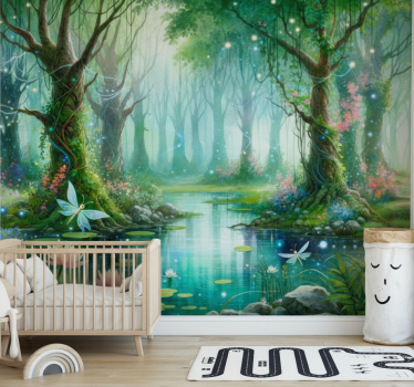 Whimsical fairy mural fototapeta gozd - TenStickers