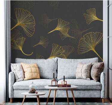 Zlati ginko listi zlati vintage poslikava - TenStickers