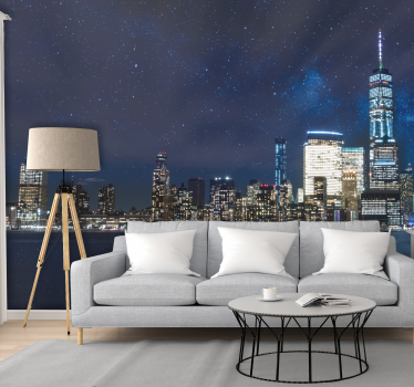 Zvezdna noč čez zidni mural new yorka - TenStickers