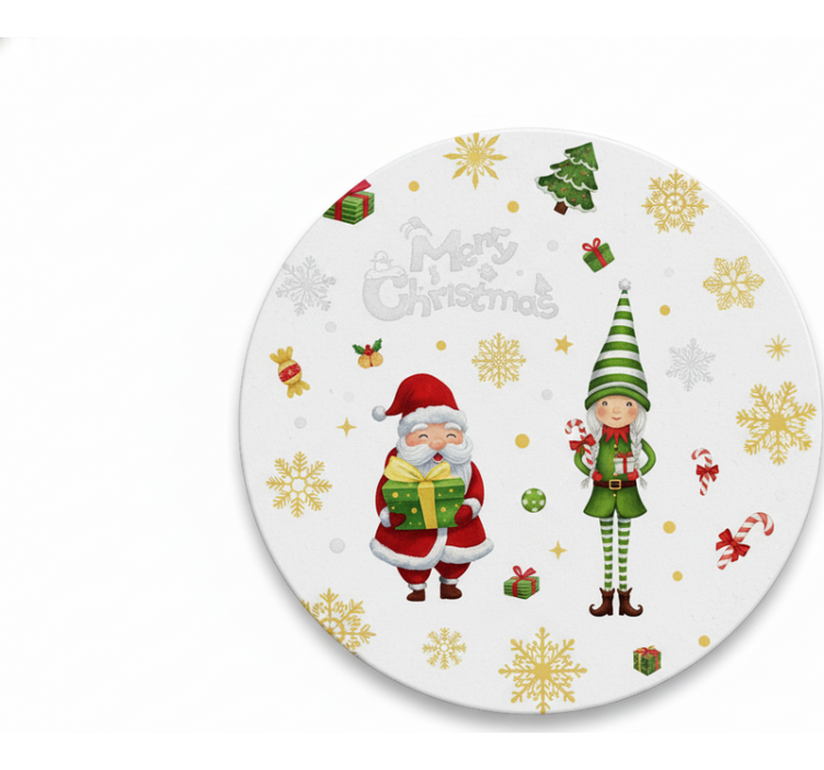 Santa with elf božične podstavke za kozarce - TenStickers