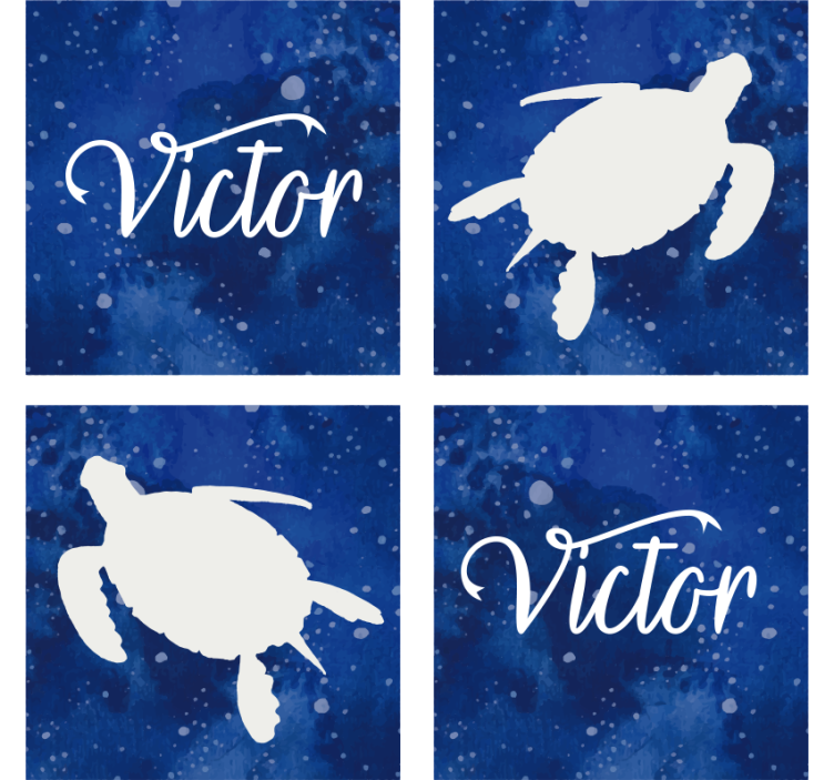 Blue turtle silhouette personalizirani podstavki - TenStickers