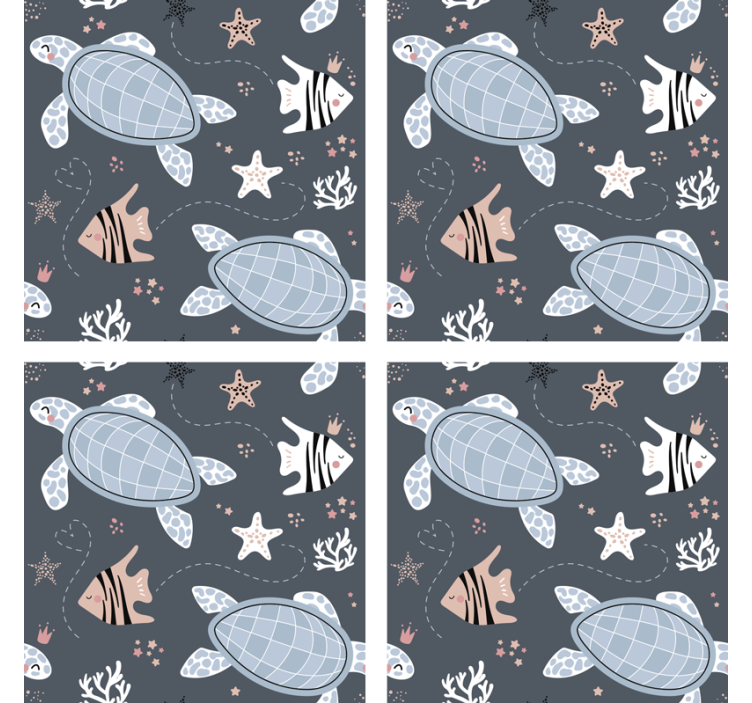 Podstavek za kozarce z vzorcem morskih bitij - TenStickers