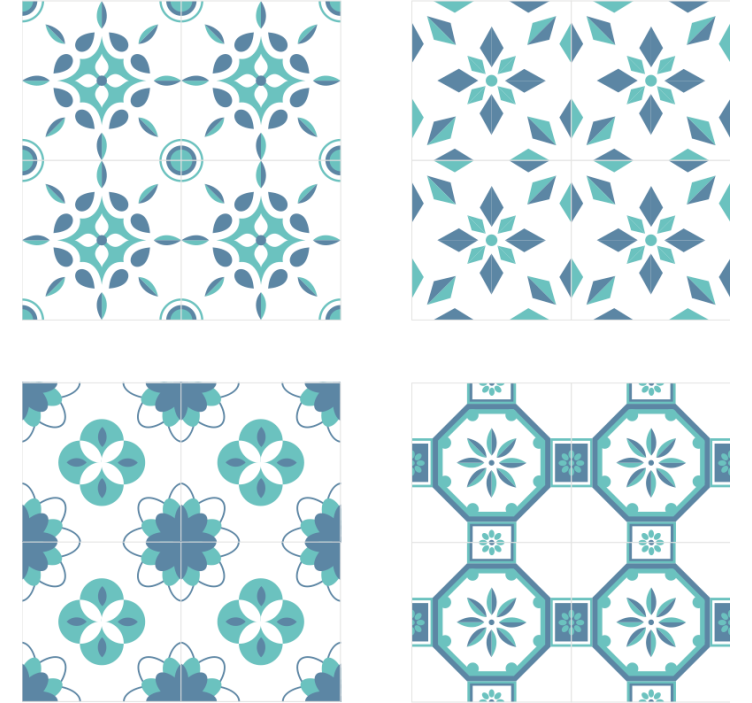 Floral tile pattern podstavek za kozarce - TenStickers