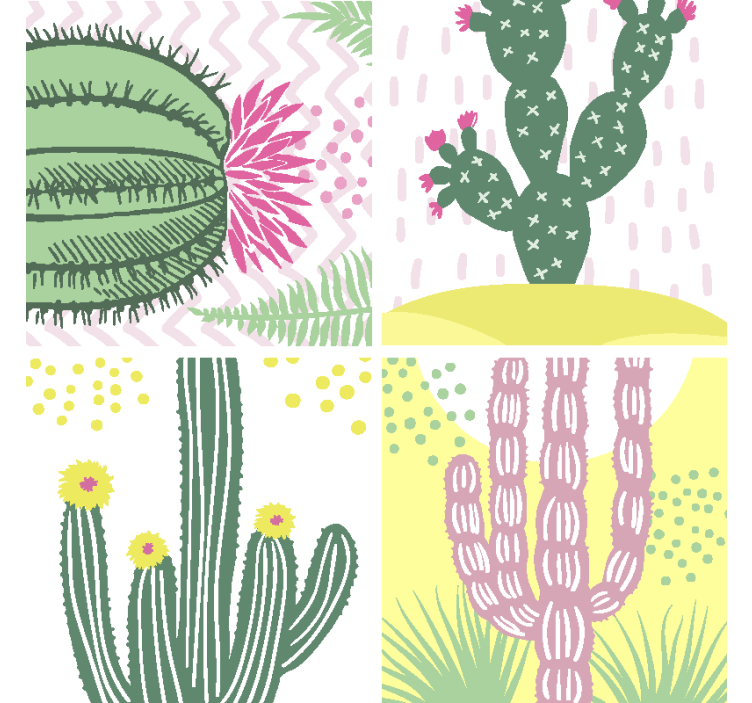 Vibrant cactus motif podstavek za kozarce - TenStickers