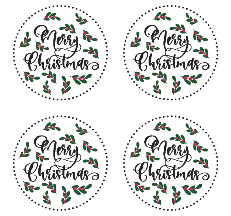 Merry christmas holly design božični podstavki za kozarce - TenStickers