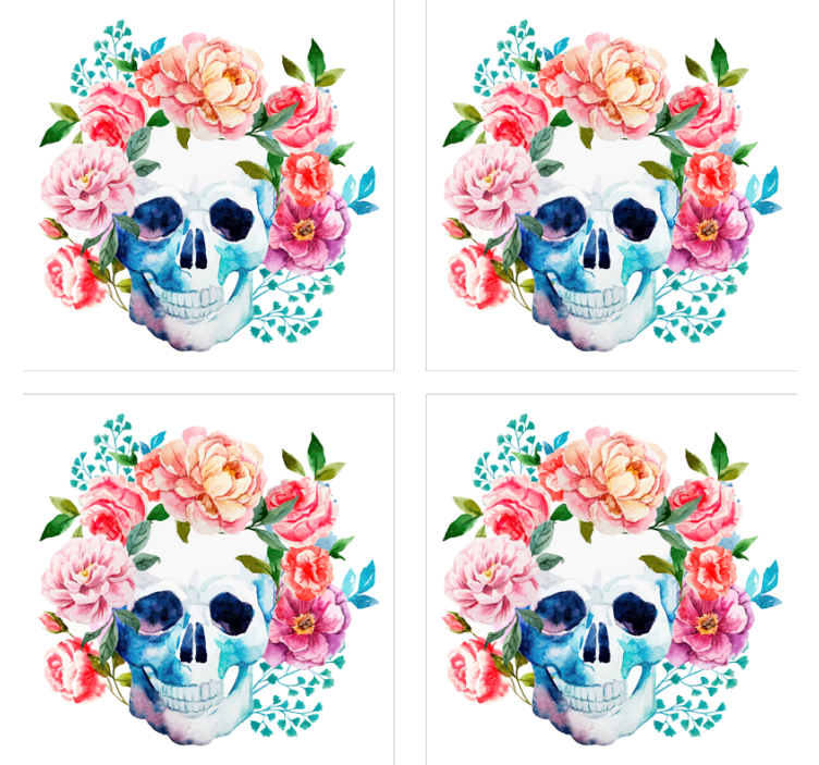 Floral skull motif podstavek za kozarce - TenStickers