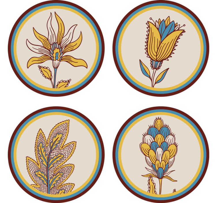 Floral motif set podstavki s teksturnim učinkom - TenStickers