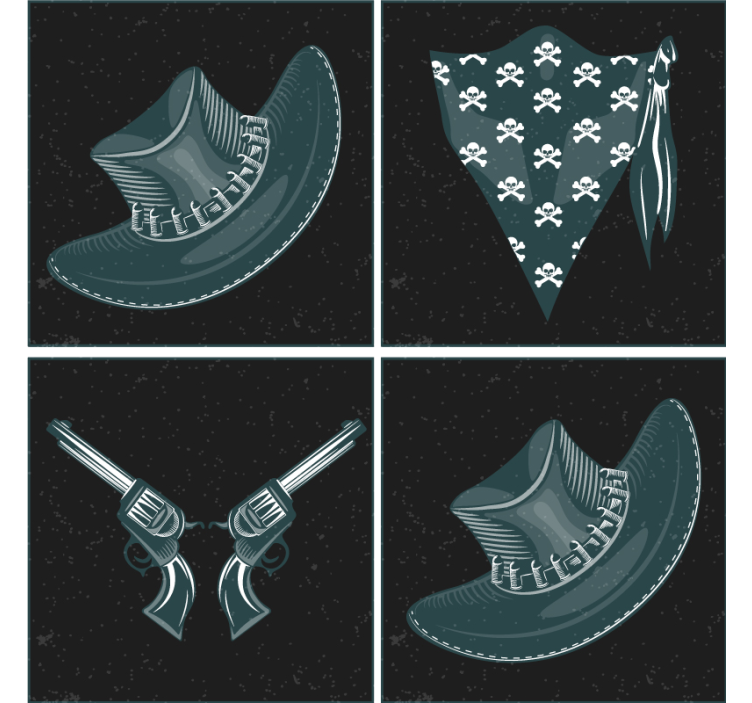 Crossed revolvers and bandana geeky podstavek za kozarce - TenStickers