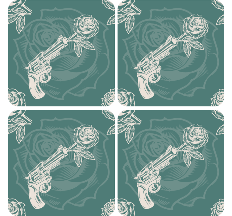 Revolver with rose geeky podstavek za kozarce - TenStickers