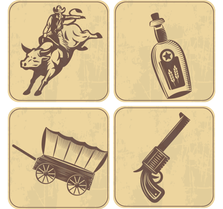 Rodeo cowboy vintage artwork podstavki za kozarce - TenStickers