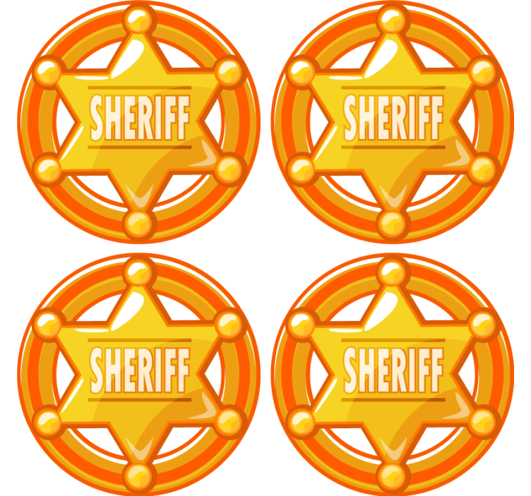 Sheriff star motif geeky podstavek za kozarce - TenStickers