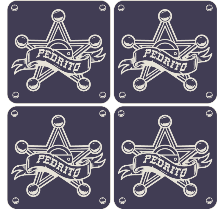 Sheriff star insignia podstavki za kozarce vintage - TenStickers