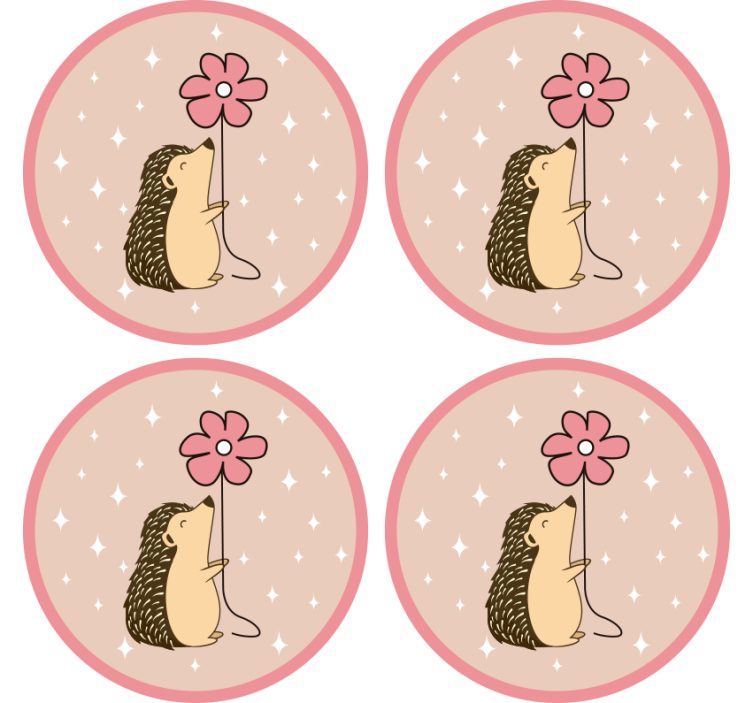 Hedgehog flower balloon geeky podstavek za kozarce - TenStickers