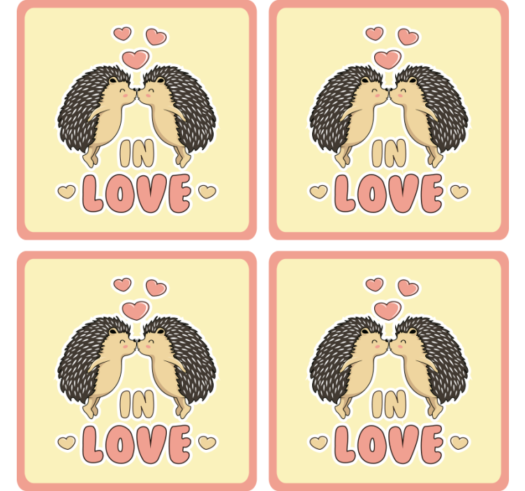 Hedgehogs kissing hearts sodobni podstavki za kozarce - TenStickers