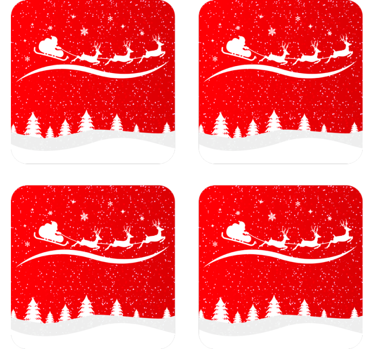 Santa sleigh with reindeer božične podstavke za kozarce - TenStickers