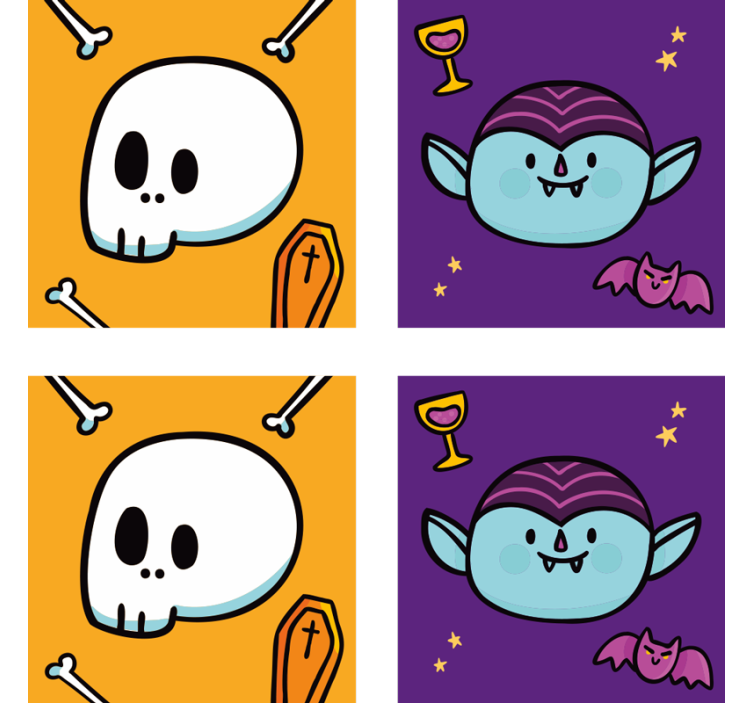 Fun skull vampire faces podstavek za kozarce halloween - TenStickers
