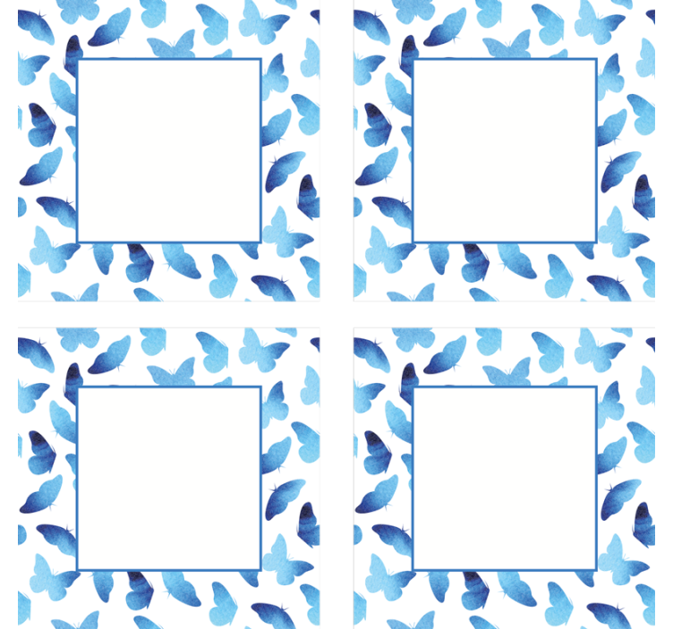 Butterfly pattern blue frames personalizirani podstavki - TenStickers