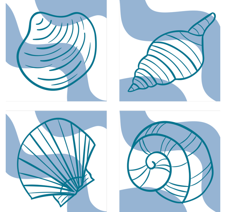 Stylized shell illustrations podstavek za kozarce - TenStickers
