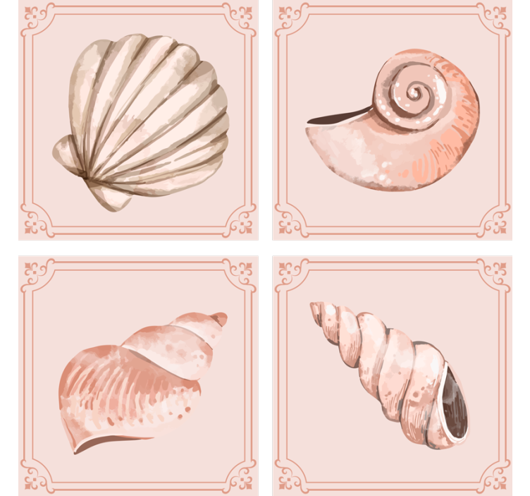 Stylish shell illustrations podstavki za kozarce vintage - TenStickers