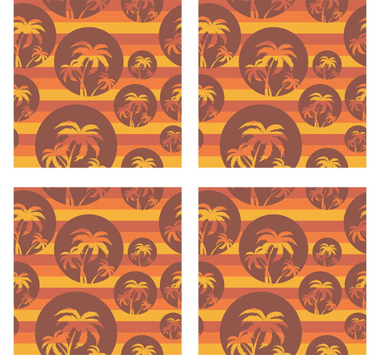 Retro palm tree motif geeky podstavek za kozarce - TenStickers