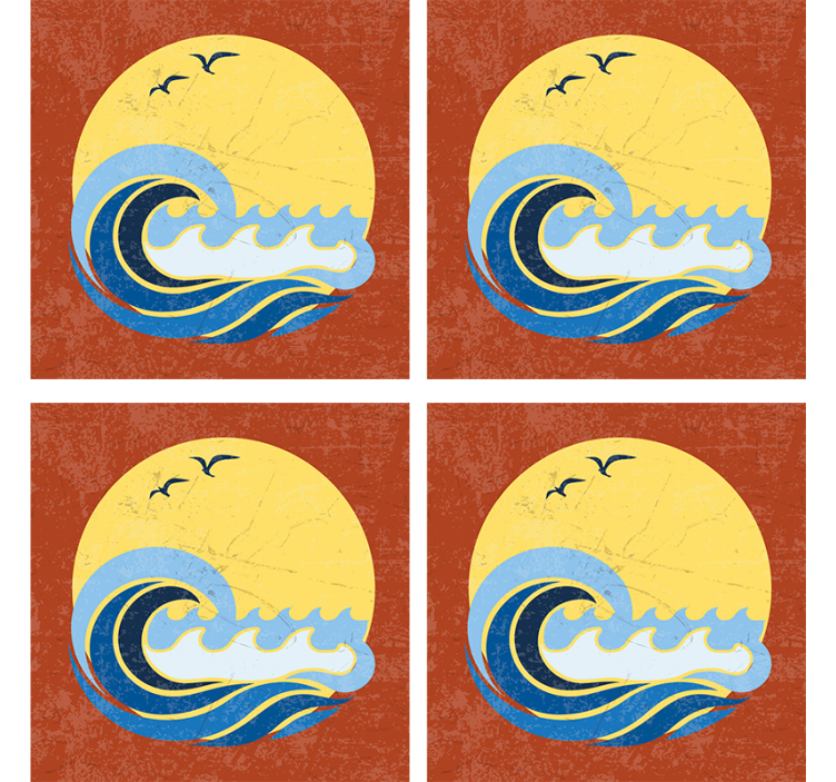 Sunset waves design podstavek za kozarce geeky - TenStickers
