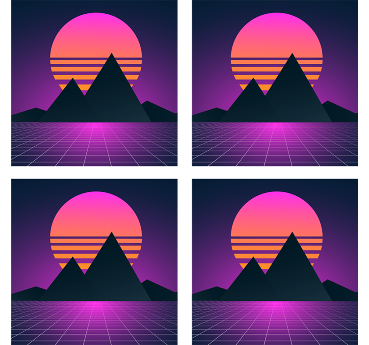 Geometric mountain sunset podstavki za kozarce moderne - TenStickers