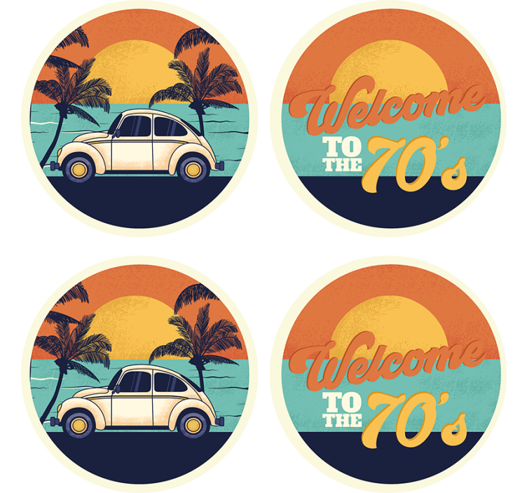 Retro coastal scene podstavki za kozarce vintage - TenStickers