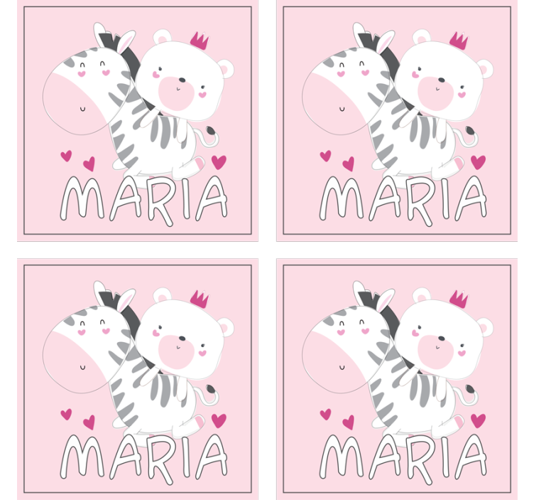 Cute zebra bear duo personalizirani podstavki - TenStickers