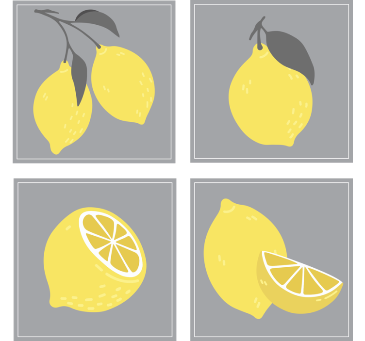 Lemon illustrations set podstavki z teksturo - TenStickers