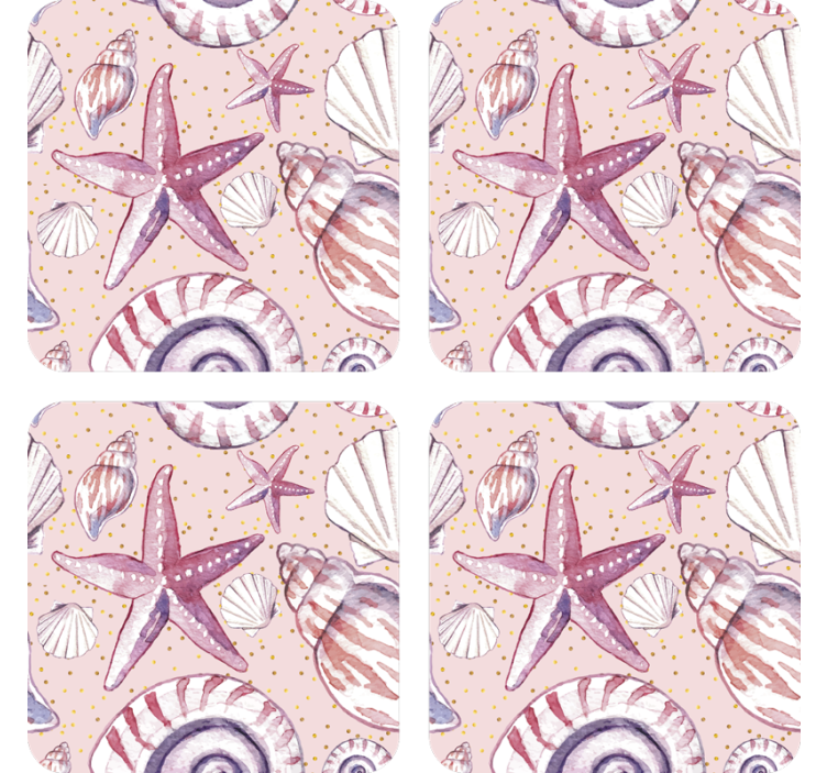 Seashells and starfish pattern podstavek za kozarce - TenStickers