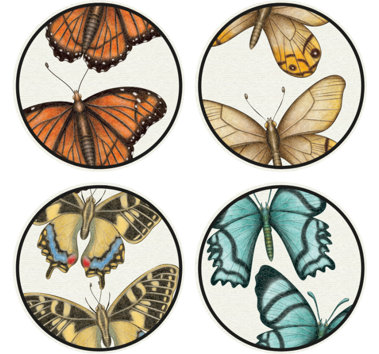 Colorful butterfly set podstavek za kozarce - TenStickers