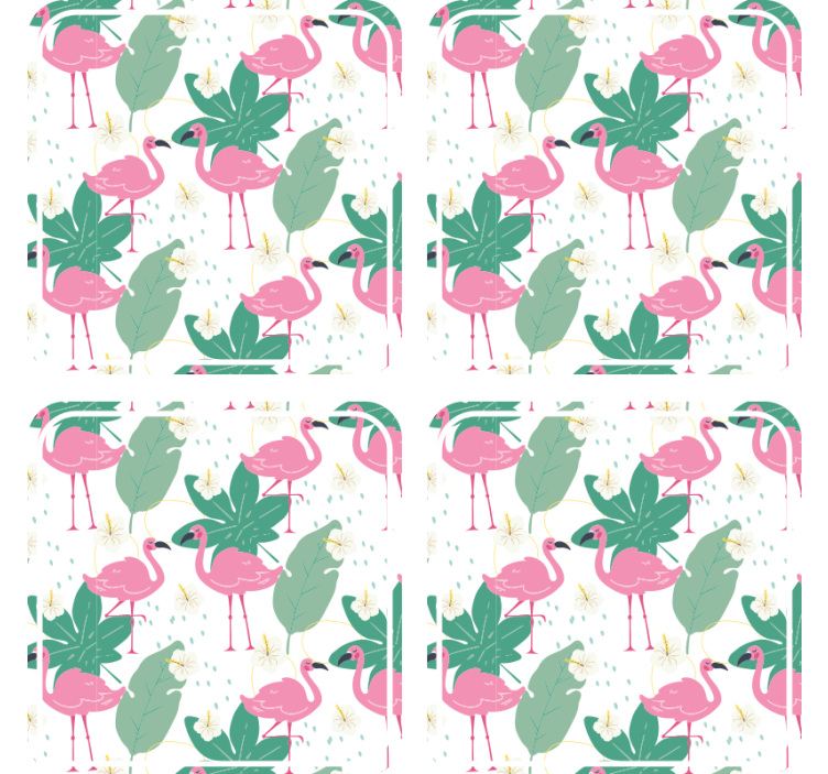 Flamingo vzorec z listi geeky podstavek za kozarce - TenStickers
