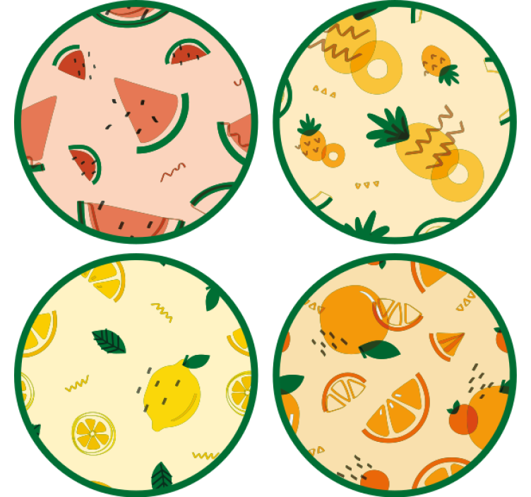 Tropical fruit patterns podstavek za kozarce geeky - TenStickers