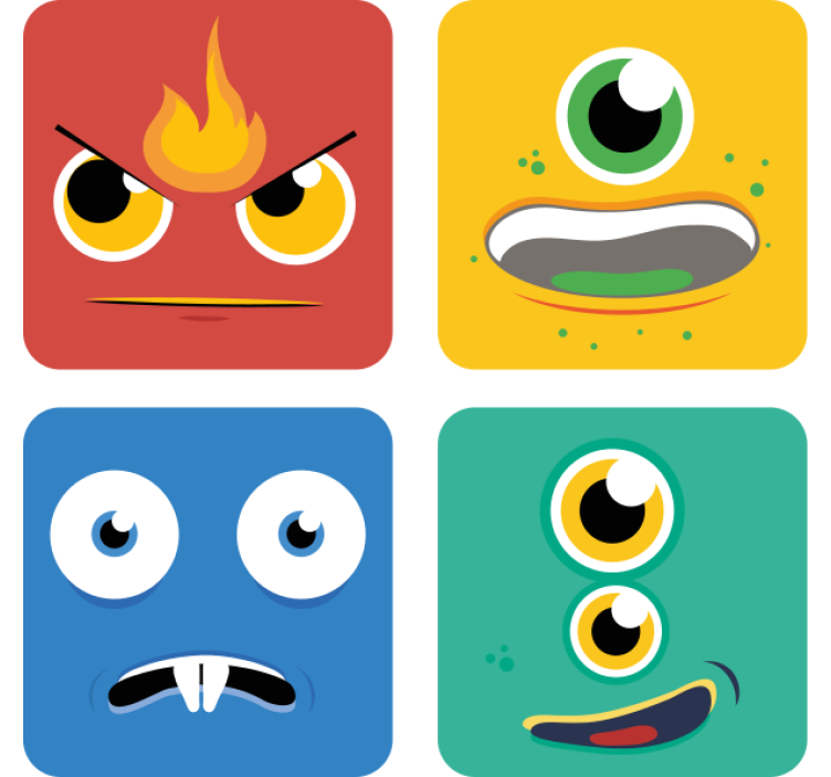 Colorful monster faces podstavek za kozarce - TenStickers