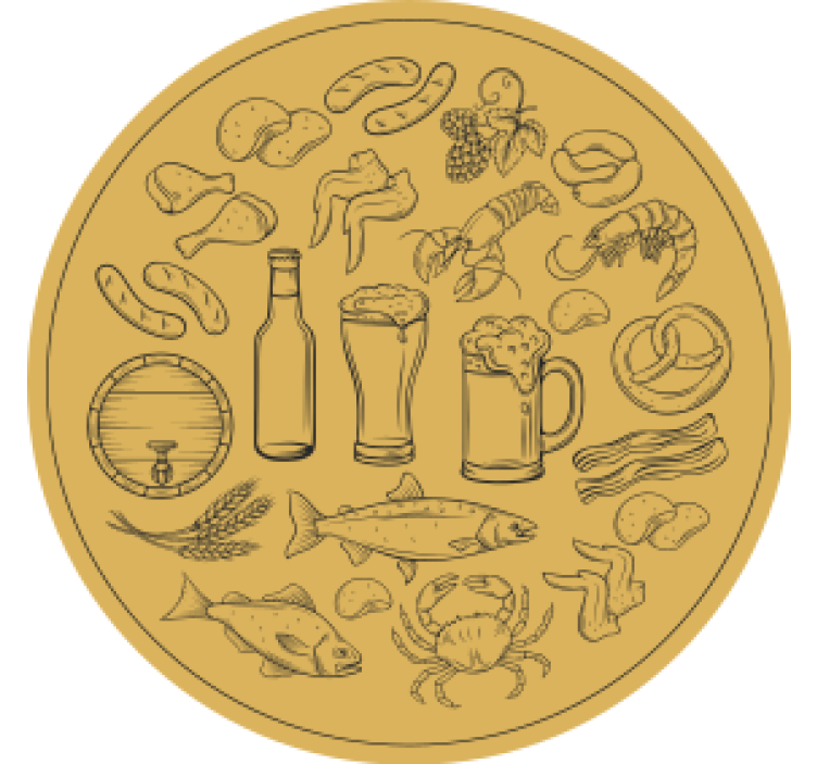 Ikone hrane v krogu sodobnega podstavka - TenStickers