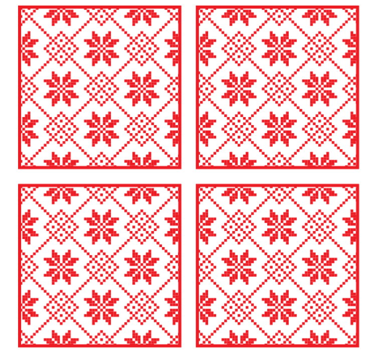 Red floral pattern božične podstavke za kozarce - TenStickers