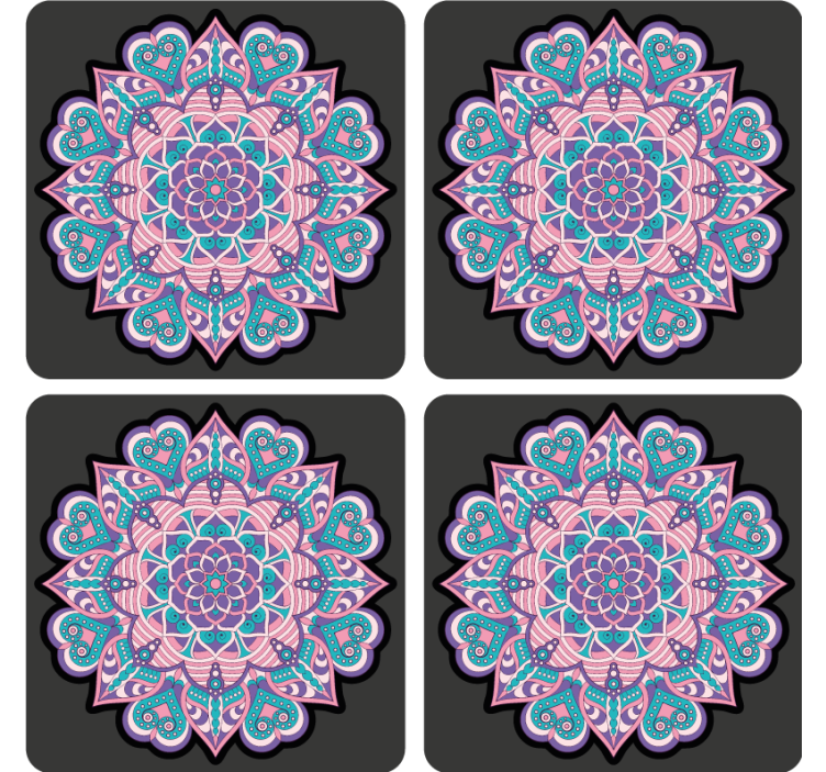 Colorful heart mandala geeky podstavek za kozarce - TenStickers
